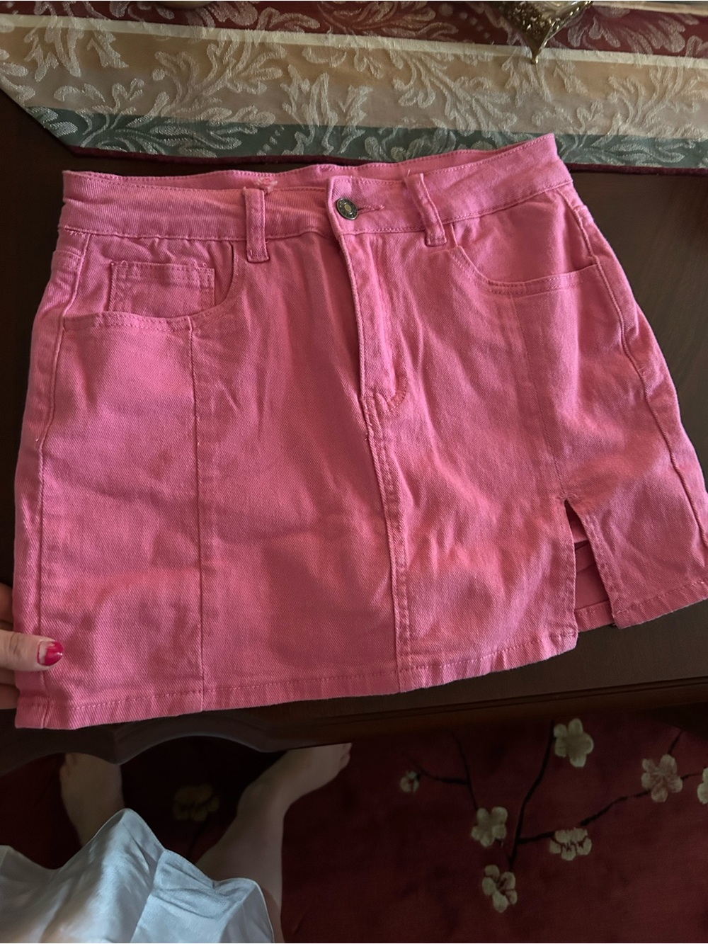 Women’s Pink Denim Mini Skirt
